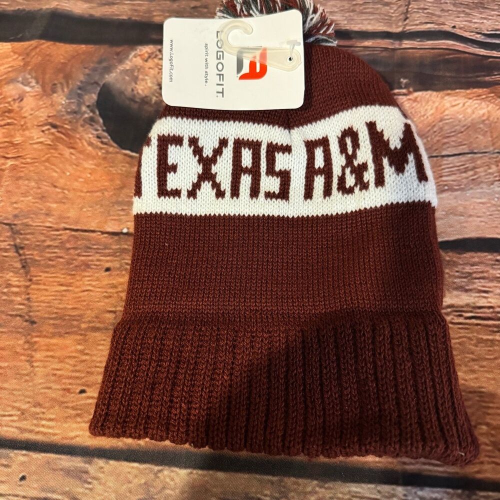 Texas A&M Aggies LogoFit Infant Knit Beanie Hat Pom Pom Maroon White
